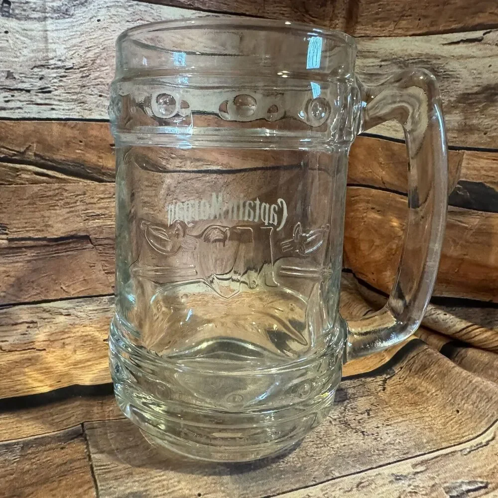 Captain Morgan Heavy Drinking Glass Mug Rum Barrel Man Cave Bar Tankard Stein